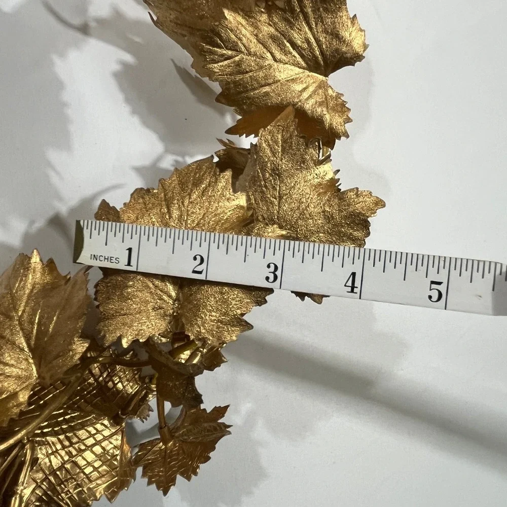Gold Metallic Foil Grape Leaf Garland Set of 2 Home Fall Decor 74in